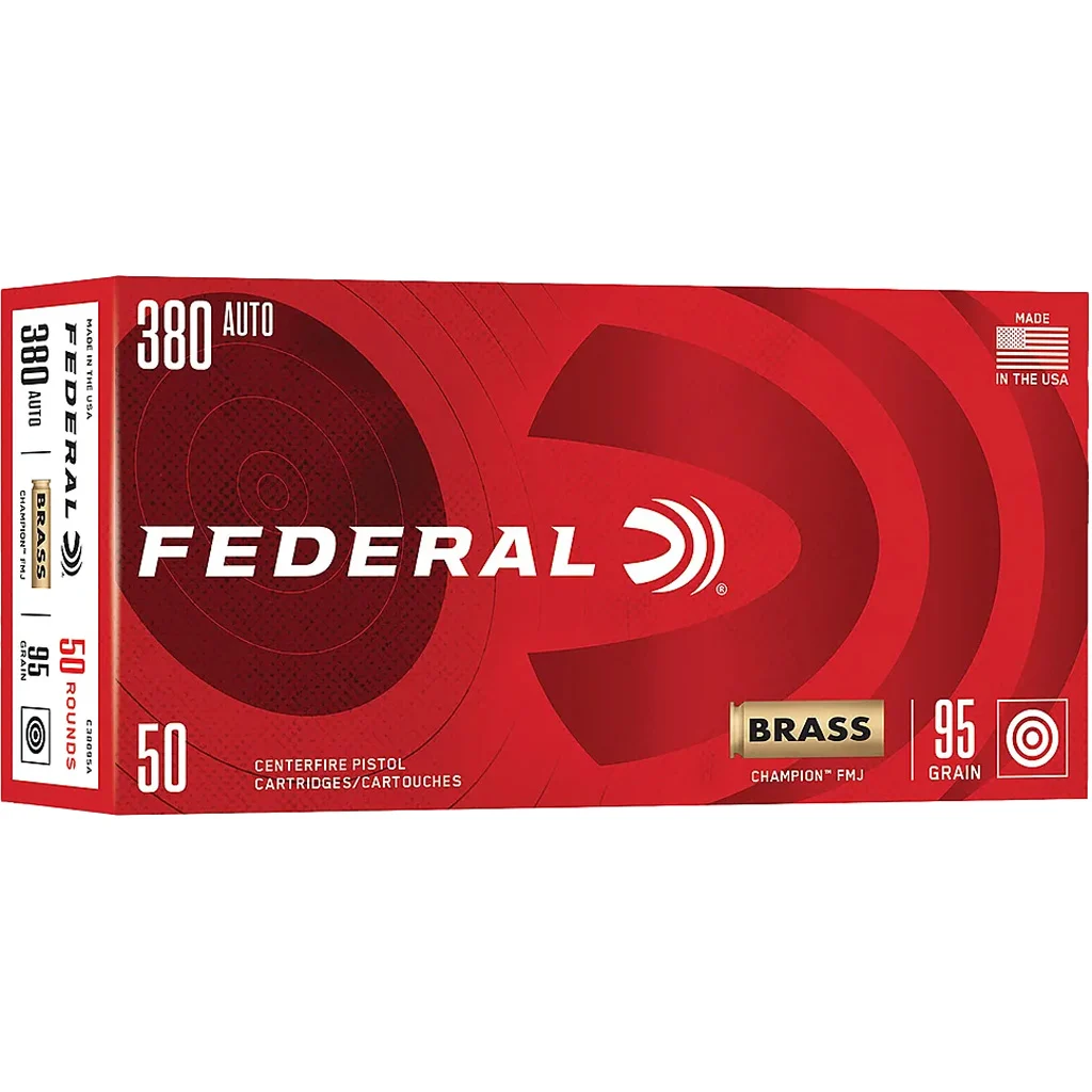 Federal .380 ACP 95gr FMJ Brass – 50rd