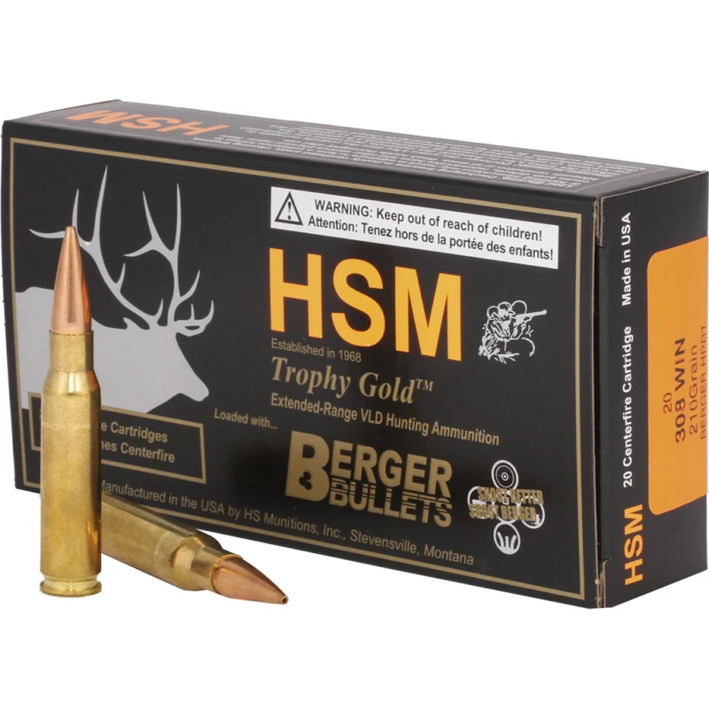 HSM .308 Winchester 210gr Brass – 20rd
