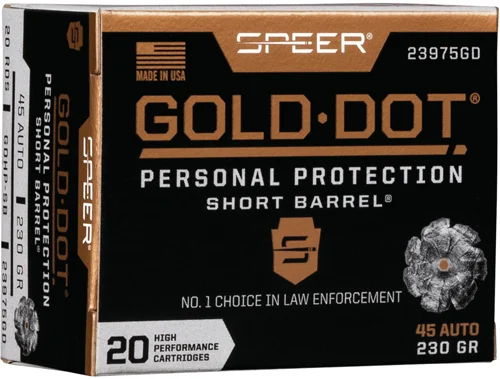 Speer .45 ACP 230gr GOLD DOT Nickel-Plated Brass – 20rd