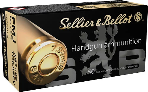 Sellier-Bellot 7.62x25mm Tokarev 85gr FMJ Brass – 50rd