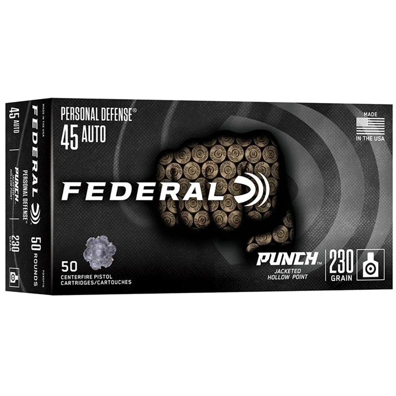Federal .45 ACP 230gr JHP Brass – 50rd
